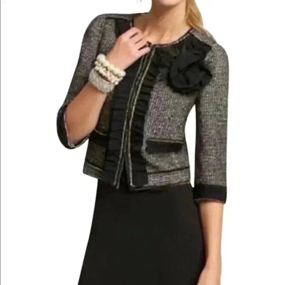 Ann Taylor Tweed Jacket With Flower—WO1 - Picture 1 of 5